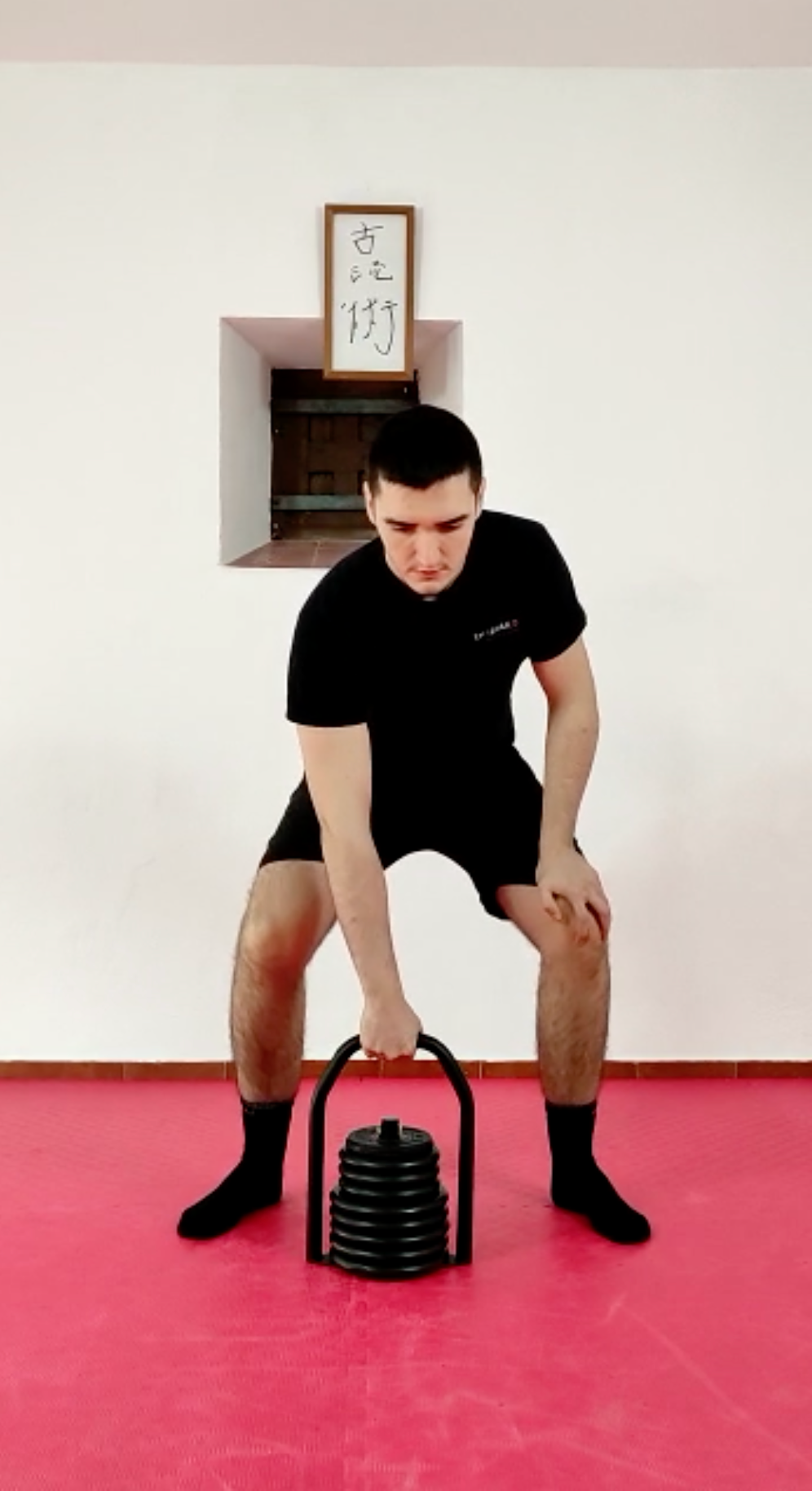 Kettlebell swing starting position with Regulabell